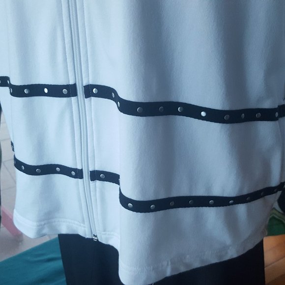 Zip up jacket white black silver stud Blast sz XL - Picture 10 of 11